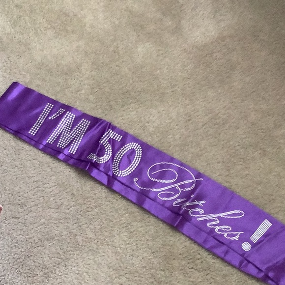 Party satin purple party banner cross shoulder with bling 50 years 💕💕💕 - Picture 8 of 12